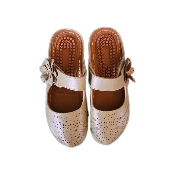 ALICEGANA WOMEN'S MULE SHOES COMFY WEDGE SLIP-ONS M Green SIZE 38 US Sz 7.5 NEW - Picture 1 of 9